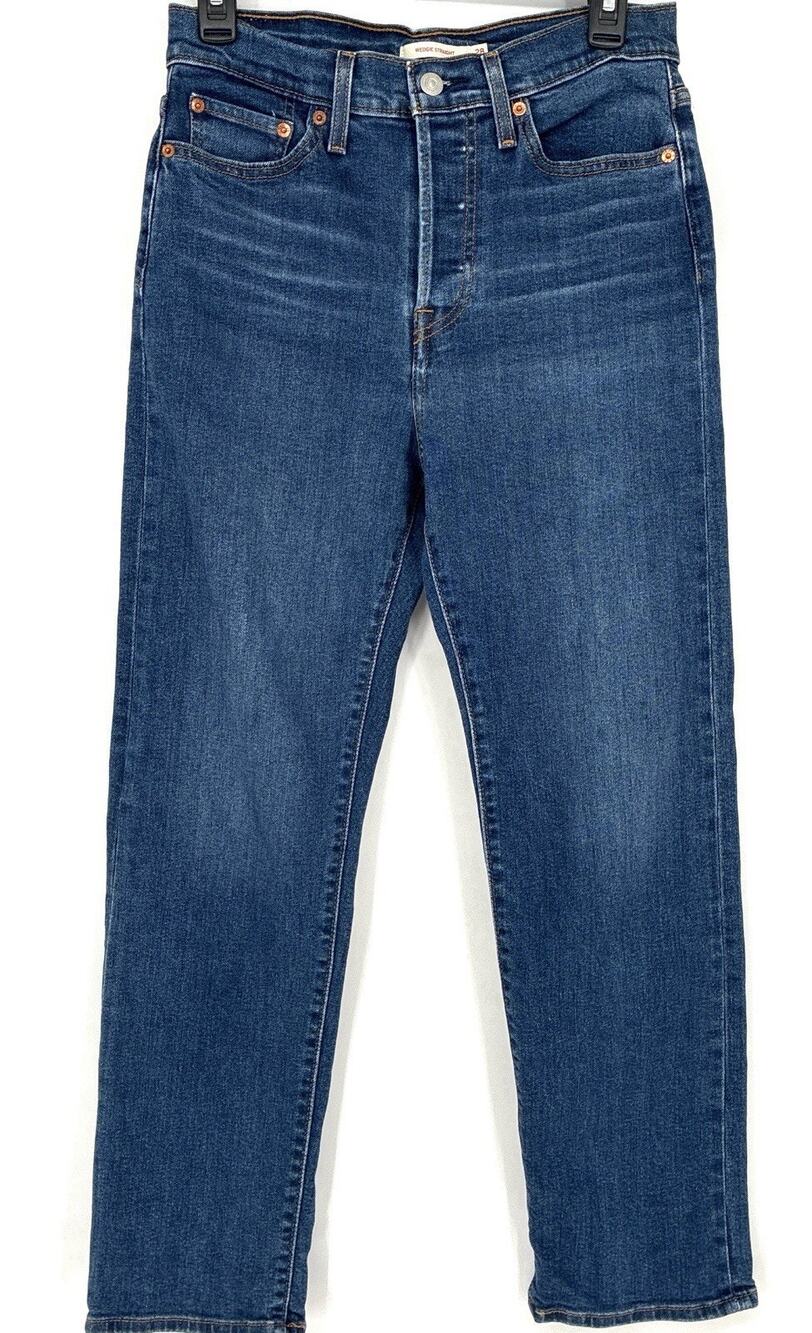 Levis Wedgie Jeans Womens 28 Icon Fit Ankle Dark Wash Denim High Stretch 28x27